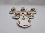 Jogo de 5 xícaras de café 2 goles em porcelana Emano floral.