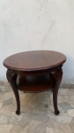MOBILIARIO ANTIGO, MESA DE APOIO REDONDA EM MADEIRA NOBRE, 73CM DE DIAMETRO, 59CM ALTURA, CONSERVADA, RETIRAR EM CUBATAO, POR CONTA DO COMPRADOR