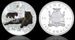 MOEDA ZÂMBIA - 1000 KWACHA 2014 - CUPRO-NIQUEL REVESTIDO DE PRATA - 26 GRAMAS - 40MM - FC - ESPECIES ANIMAIS AMEACADAS - LEOPARDO AMUR - REPLICA EM PERFEITO ESTADO CONFORME FOTOS
