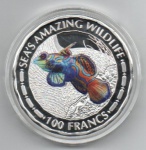 MOEDA BURUNDI - 100 FRANCOS 2015 - CUPRONIQUEL REVESTIDO DE PRATA - 31,1 GRAMAS - 38,61MM - FC - VIDA SELVAGEM MARINHA - PEIXE MANDARIM - REPLICA EM PERFEITO ESTADO CONFORME FOTOS