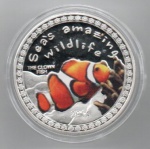 MOEDA BURUNDI - 5000 FRANCOS 2014 - CUPRONIQUEL REVESTIDO DE PRATA - 31,1 GRAMAS - 38,61MM - FC - VIDA SELVAGEM MARINHA - PEIXE PALHAÇO - REPLICA EM PERFEITO ESTADO CONFORME FOTOS