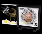 MOEDA SAMOA - 20 CENTIMOS 2022 - BRONZE COM REVESTIMENTO DE OURO - 25 GRAMAS - 50MM - FC - DINOSSAUROS NA ASIA - SINRAPTOR DONGI - DISPLAY ORIGINAL - NO ESTADO CONFORME FOTOS