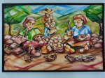 QUADRO - QUEBRADEIRAS DE COCO - 2007 - ACRILICO SOBRE TELA - 80 X 120CM - ULYSSES NUNES SANCHEZ - ASSINADO PELO ARTISTA