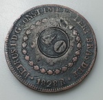 MOEDA BRASIL IMPERIO - 80 REIS 1828 COM CARIMBO GERAL DE 40 REIS - MBC - COBRE - 26,68 GRAMAS - 40MM