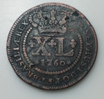 MOEDA BRASIL IMPERIO - XL REIS 1760 - MBC - COBRE - 26,68 GRAMAS - 40MM 