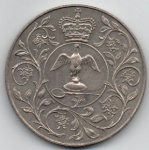 MOEDA REINO UNIDO 25 PENCE 1977 - CUPRO-NIQUEL - 28,28 GRAMAS - 38,61MM - 25 ANOS DA COROAÇAO DE ELIZABETH II