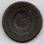 MOEDA BRASIL IMPERIO - 80 REIS 1830 COM CARIMBO GERAL DE 40 REIS - MBC - COBRE - 26,68 GRAMAS - 40MM