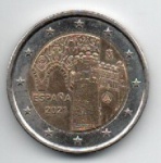 MOEDA ESPANHA - 2 EUROS 2021 - BIMETALICA - 8,5 GRAMAS - 25,75MM - SOB - PATRIMONIO MUNDIAL DA UNESCO - CIDADE HISTORICA DE TOLEDO - NO ESTADO CONFORME FOTOS