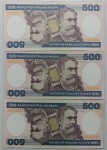 LOTE CONTENDO 3 CEDULAS DE 500 CRUZEIROS - C161 - FE - ITEM NO ESTADO CONFORME FOTOS