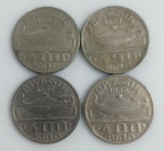 LOTE CONTENDO 4 MOEDAS DE 400 REIS - ANOS 1936, 1937 (2), 1938 - CUPRONIQUEL - 12 GRAMAS - 30 MM - MBC - NO ESTADO CONFORME FOTOS