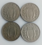LOTE CONTENDO 4 MOEDAS DE 300 REIS - ANOS 1936, 1937, 1938 (2) - CUPRONIQUEL - 8 GRAMAS - 25 MM - MBC - NO ESTADO CONFORME FOTOS