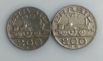 LOTE CONTENDO 2 MOEDAS DE 200 REIS - ANO 1937 - CUPRONIQUEL - 6 GRAMAS - 23 MM - MBC - NO ESTADO CONFORME FOTOS