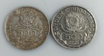 LOTE CONTENDO 2 MOEDAS DE 500 REIS - ANO 1913 - ESTRELAS SOLTAS - PRATA 0,900 - 5 GRAMAS - 22 MM - MBC - NO ESTADO CONFORME FOTOS