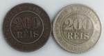 LOTE CONTENDO 2 MOEDAS DE 200 REIS - REPUBLICA -  ANOS 1897, 1898 - CUPRONIQUEL - 15 GRAMAS - 32 MM - MBC - NO ESTADO CONFORME FOTOS