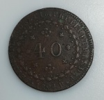 LOTE CONTENDO 1 MOEDA DE 40 REIS - IMPERIO - ANO 1824 R - COBRE - 14,34 GRAMAS - 35 MM - MBC - NO ESTADO CONFORME FOTOS