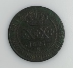 LOTE CONTENDO 1 MOEDA DE XX REIS - IMPERIO - ANO 1821 R - COBRE - 7,17 GRAMAS - 30 MM - MBC/SOB - NO ESTADO CONFORME FOTOS