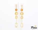 H.STERN - Brincos Ouro Amarelo 18K com Citrinos, Diamante e Safiras - Coleção Sunrise, 5,5cm de comp