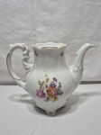 Lindo bule sem tampa em porcelana polonesa floral com friso ouro. Medindo 19,5cm de altura.