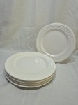 Jogo de 5 pratos rasos de mesa em cerâmica Oryba branca. Medindo 26,5cm de diâmetro.