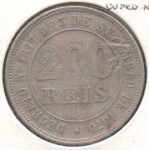 MOEDA BRASIL IMPERIO - 200 REIS 1871 - MBC/SOB - CUPRO-NIQUEL - 15 GRAMAS - 32MM - CATALOGO AVALIA ENTRE R$ 40,00 E R$ 350,00 - NO ESTADO CONFORME FOTOS