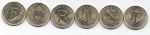 CONJUNTO COMPLETO CONTENDO 6 MOEDAS HUNGRIA - 5 FLORINS 2021 - LATÃO - 4,1 GRAMAS - 21,2MM - FC - 75 ANIVERSARIO DO FORINT - NO ESTADO CONFORME FOTOS