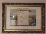 MAPA AMERICA MERIDIONALE DE 1856 COM MAPA DA AMERICA DO SUL E ALEGORIAS - AQUARELADO A MAO - ILUSTRADO POR RAIMOND BONHEUR PEINTRE - IMPRESSO EM PARIS POR A. COMBETTE EDITEUR - EM LINDA MOLDURA - MEDINDO 67 X 48 CM COM MOLDURA - GRAVURA COM MARCAS DO TEMPO, MAS EM OTIMAS CONDICOES.