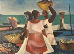 GRAVURA MULHERES COMPRANDO PEIXE - DI CAVALCANTI - REPRODUCAO DA EDITORA BLOCK ARTE - MEDINDO 27 X 37CM - SEM MOLDURA - NO ESTADO CONFORME FOTO