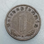 MOEDA ALEMANHA TERCEIRO REICH - 1 REICHSPFENNIG 1939 - BRONZE - 2,01 GRAMAS - 17,43MM - MBC/SOB - NO ESTADO CONFORME FOTOS