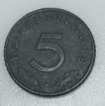 MOEDA ALEMANHA TERCEIRO REICH - 5 REICHSPFENNIG 1941 - ZINCO - 2,5 GRAMAS - 19MM - MBC - NO ESTADO CONFORME FOTOS