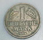 MOEDA ALEMANHA REPUBLICA - 1 MARCO ALEMAO 1964 - CUPRO-NIQUEL - 5,5 GRAMAS - 23,5MM - MBC/SOB - NO ESTADO CONFORME FOTOS