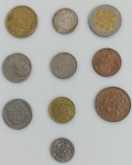 LOTE CONTENDO 10 MOEDAS ESTRANGEIRAS/NACIONAIS DIVERSAS - MBC - NO ESTADO CONFORME FOTOS