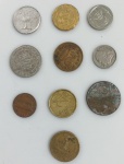 LOTE CONTENDO 10 MOEDAS ESTRANGEIRAS/NACIONAIS DIVERSAS - MBC - NO ESTADO CONFORME FOTOS