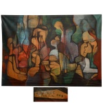 BURLE MARX (1909-1994). "Composição". Acrílica sob tecido, assinado e datado (1982). Med. 16