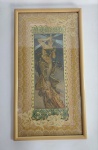 Alphonse Mucha - Linda Impressão decorativa em moldura de madeira com proteção de vidro. Medida: 35 x 19 cm x 1 cm. Alphonse Maria Mucha foi um pintor, ilustrador e designer gráfico checo e um dos principais expoentes do movimento Art Nouveau.