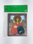 Rússia - Lindo, Pequeno e Lacrado Ícone Ortodoxo Russo - ARCANJO JEGUDIEL - Madeira - Medida: 8 cm x 6,5 cm x 0,7 cm. Produto Importado. Conforme fotos.