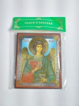 Rússia - Lindo, Pequeno e Lacrado Ícone Ortodoxo Russo - ARCANJO RAFAEL - Madeira - Medida: 8 cm x 6,5 cm x 0,7 cm. Produto Importado. Conforme fotos.