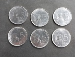 Brasil - Lote de 6 Moedas Temáticas de 5 Centavos - FAO - Alimentos para o Mundo - Anos: 1975/1977 - Conforme fotos.