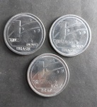 Brasil - Lote de 3 Moedas Comemorativas - 1 Cruzado Novo - Centenário da República - 1889/1989 - Conforme fotos.