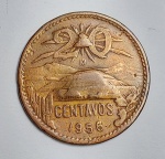 México - Moeda de 20 Centavos - Estados Unidos Mexicanos - Ano: 1956 - Conforme fotos.