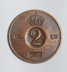 SWEDEN - Moeda de 2 ORE - King Gustaf VI Adolf - Ano: 1953 - Reino da Suécia - Conforme fotos.