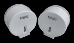 Par de dispensers  em polipropileno para papel higiênico 300M - 23x21x13 cm e 10 cm largura do papel-sem uso.