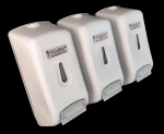 Conjunto com 3 dispensers de sabonete liquido em polipropileno com reservatório para sabonete cremoso - 29x12,5x13cm-sem uso.