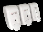 Conjunto com 3 dispensers de sabonete liquido refil em poliestireno de alto impacto - 24x13x14cm-sem uso.