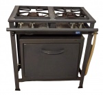 Fogão industrial em metal com 2 bocas e forno - 82x73x50 cm - funcionando -  necessitando apenas limpeza.