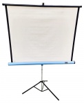 SINGER - Antiga Tela de Projeção com tripé ajustável - 153x110x60 cm medida aberta - 121x13 cm medida fechada - parte inferior da tela com marca de ferrugem e faltando acabamento de um dos lados e presença de ferrugem onde guarda a tela.