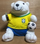 COCA-COLA ESPORTISTA - Urso de pelúcia da Coca-Cola - Futebol   - 23x20x20cm-conservado.