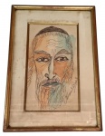 Autor não identificado - técnica mista: aquarela e nanquim 23x13 cm - em moldura de madeira pintado de dourado, paspatur e vidro 32x22cm-acid.