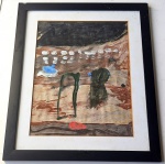 Moldura em madeira pintada com paspatur e vidro anti-reflexo 42x35 cm - acompanha reprodução 31x24 cm - com pequena lasca em uma das laterais.