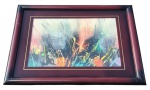 Grande moldura em madeira laqueada e vidro 87x108 cm - acompanha pintura 53x74 cm.