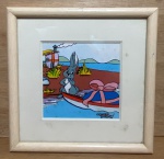 Pequeno quadro em mardeiro e vidro - Autor não identificado-21x21cm.